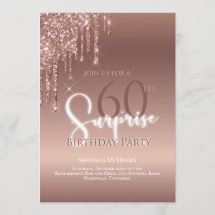 Glitter 60e verjaardag Glam Roze Witte Ombre Kaart