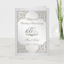 Glitter 60th Diamond Wedding Jubileum Card Kaart