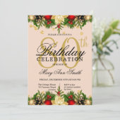 Glitter 80th Birthday Party (Gold & Blush Holiday) Kaart (Staand voorkant)