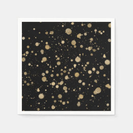 Glitter Abstracte Paint Splatter Stippen Gold Blac Servet