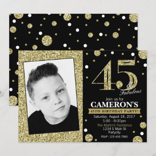 Glitter Adult Milestone Birthday Foto Uitnodiging