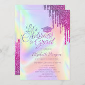 Glitter Afstudeerder Pet, Drift Holographic Afstud Kaart (Voorkant / Achterkant)