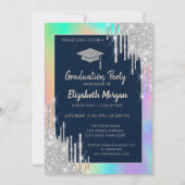 Glitter Afstudeerder Pet, Silver Drips, Rainbow Ho Kaart (Voorkant)