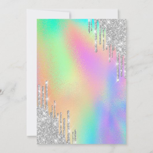 Glitter Afstudeerder Pet, Silver Drips, Rainbow Ho Kaart (Achterkant)
