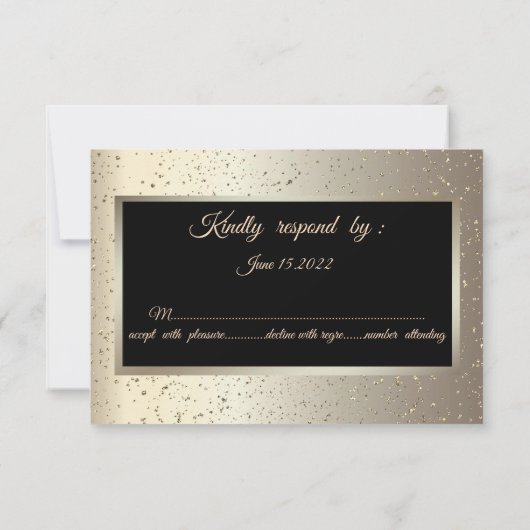 Glitter afstudeerhoed, Confetti Champagne Afstuder RSVP Kaartje (Achterkant)