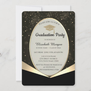 Glitter afstudeerhoed, Gouden confetti afstuderen Kaart