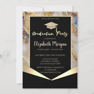Glitter afstudeermuts,Confetti Parel Marmer Kaart