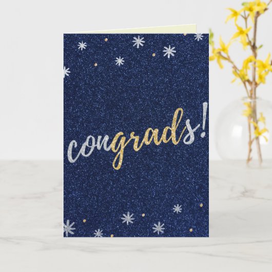 Glitter Afstuderen Kaart (Gele Bloem)