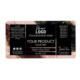 Glitter Agate Black en Roos Gold Product Labels