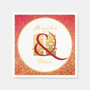 Glitter Ampersand , gepersonaliseerd Chinees huwel Servet