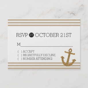 Glitter Anchor Stripes RSVP Kaartje