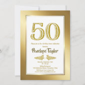 Glitter and Gold 50th Birthday Dinner Party Kaart (Voorkant)