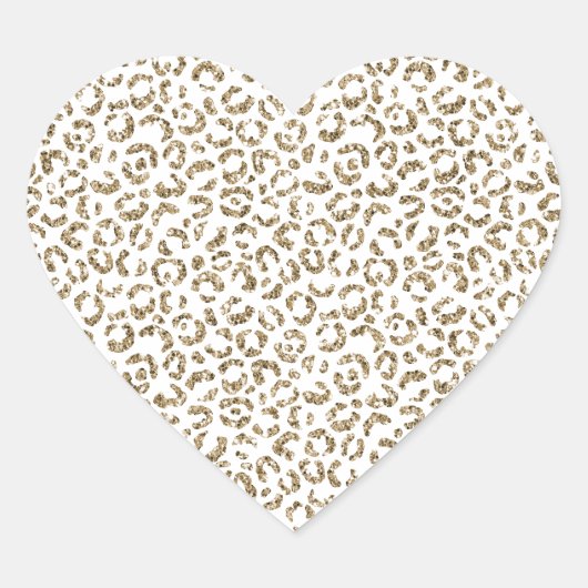 Glitter Antiek Gold Leopard Print Hart Sticker (Voorkant)