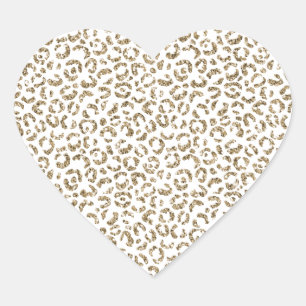 Glitter Antiek Gold Leopard Print      Hart Sticker