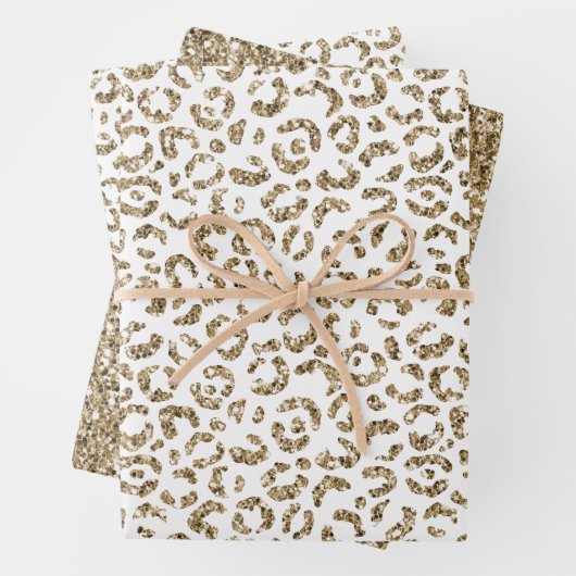 Glitter Antiek Gold Leopard Print Inpakpapier Vel (In situ)