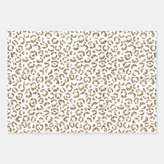 Glitter Antiek Gold Leopard Print Inpakpapier Vel (Voorkant)