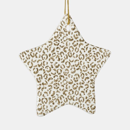 Glitter Antiek Gold Leopard Print Keramisch Ornament (Rechts)
