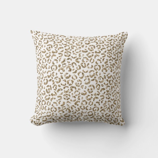 Glitter Antiek Gold Leopard Print         Kussen (Voorkant)