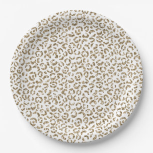 Glitter Antiek Gold Leopard Print Papieren Bordje