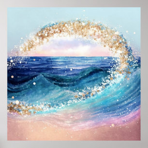 *~* Glitter AP60 Kust Zee Ocean Sand Beach Wave Poster