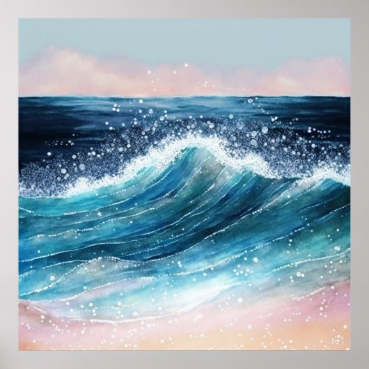 *~* Glitter AP60 Kust Zee Ocean Sand Beach Wave Poster (Voorkant)