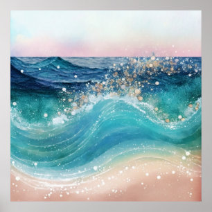 *~* Glitter AP60 Kust Zee Ocean Wave Sand Beach Poster