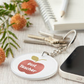 Glitter Apple Best Teacher Monogram Sleutelhanger (Voorkant Rechts)