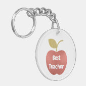 Glitter Apple Best Teacher Monogram Sleutelhanger (Voorkant Links)