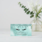 Glitter Aqua Eyelash Extension Loyalty Visitekaartje (Staand voorkant)