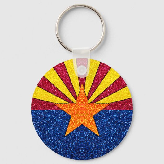 Glitter Arizona vlag ronde sleutelhanger (Voorkant)