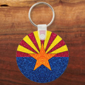 Glitter Arizona vlag ronde sleutelhanger (Voorkant)
