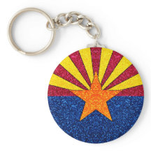 Glitter Arizona vlag ronde sleutelhanger