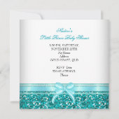 Glitter Baby shower Boy Blauwgroen Little Prince C Kaart (Achterkant)