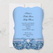 Glitter Baby shower Boy Blue Little Prince Crown 5 Kaart (Achterkant)