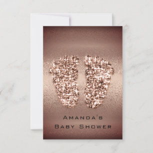 Glitter Baby shower Feet Roos Gold Copper Kaart