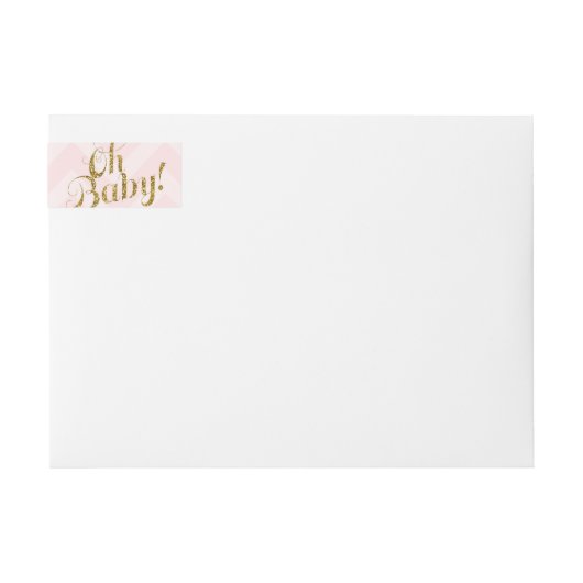 Glitter Baby shower Return Address Labels roze (Voorkant)