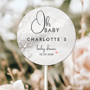 Glitter Baby shower Ronde Sticker