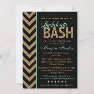 Glitter Bachelorette Bash Invitation MINT Kaart