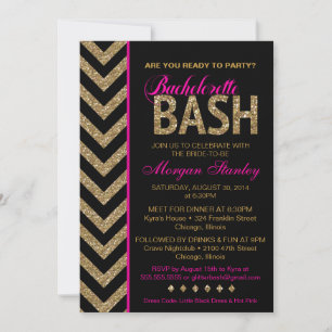 Glitter Bachelorette Bash Uitnodiging Roze