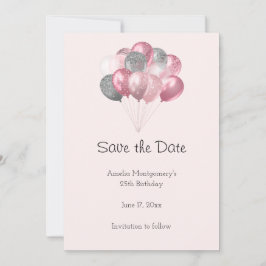 Glitter Ballon Bunch Roze en Zilver Save The Date