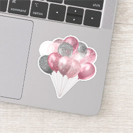 Glitter Ballon Bunch Roze en Zilver Sticker