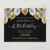 Glitter Balloons 40th Birthday Party Invitation (Voorkant)