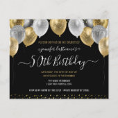 Glitter Balloons 50th Birthday Party Invitation (Voorkant)