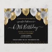 Glitter Balloons 60th Birthday Party Invitation (Voorkant)