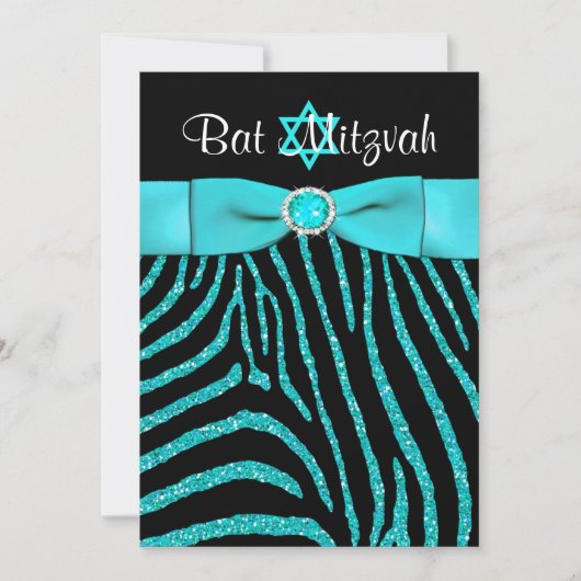 Glitter Bat Mitzvah Invite 3 Kaart (Voorkant)