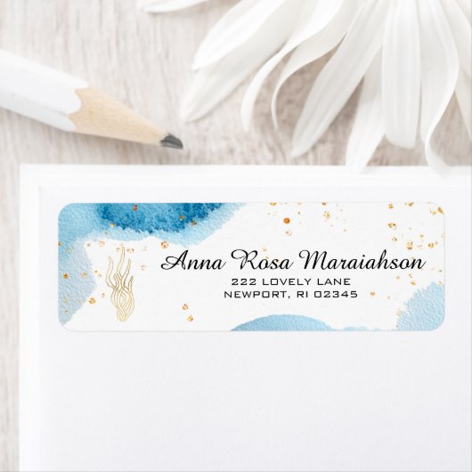 *~*Glitter Beach Nautical Ocean Gold Zee Weed Etiket (Insitu)