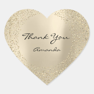 Glitter Beauty Naam Bruids Hart Dank Champaigne Sticker