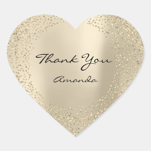 Glitter Beauty Naam Bruids Hart Dank Champaigne Sticker (Voorkant)