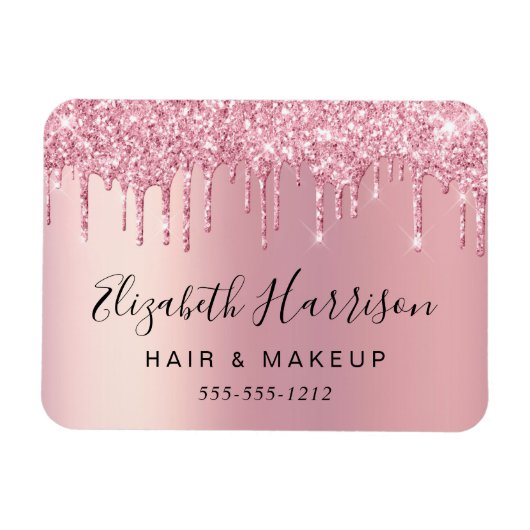 Glitter Beauty Pink Visitekaartje Magneet (Horizontaal)