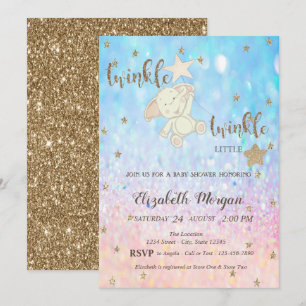 Glitter Beer Twinkle Little Star Bokeh Baby shower Kaart